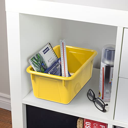 Image of Storex Small Cubby Bins, Pack of 5, 12.2 x 7.8 x 5.1 Inches, Yellow (62410U05C)