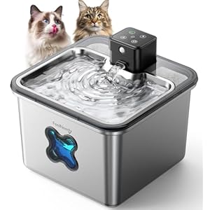 Cordless Cat Water Fountain : [Visual Filter] & [Heavy-Duty Stainless Steel] 3.2L/108oz, FEELNEEDY- Premium, Durable Design, 4000mAh Battery Operated Pet Fountain with Sensor, FN-W17 for Cats and Dogs