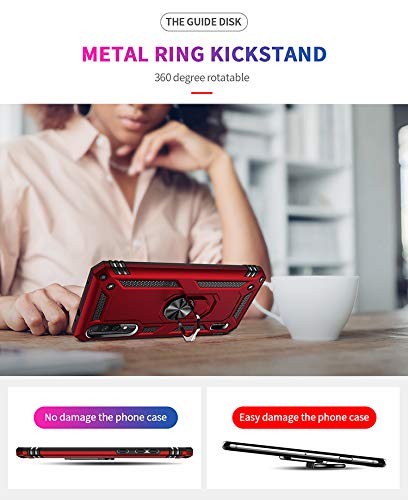 BestST Case for Xiaomi Mi A3/ Mi CC9E, Tough Armor Shell with Reinforced Kickstand, Heavy Duty Protection, Air Cushion Technology, Red - Image 4