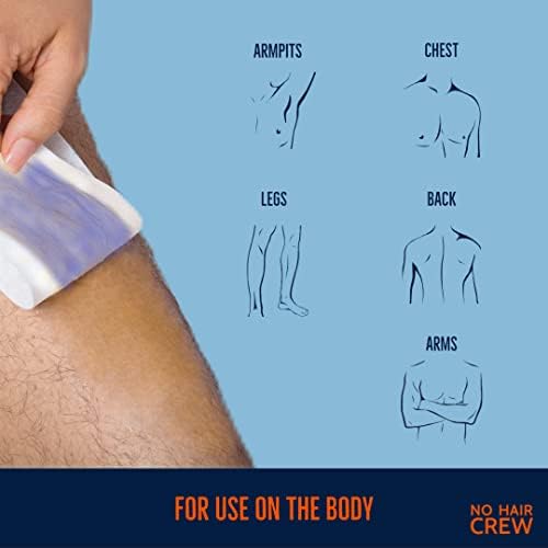 NO HAIR CREW Body Wax Strips  High Performance Wax Strips Made for Men, 20 strips & 4 soothing cleansing wipes