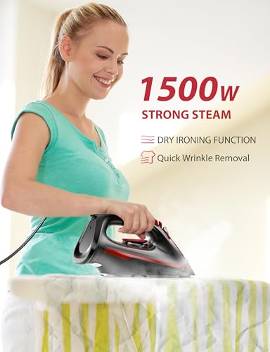Image of Sundu Steam Iron for Clothes with Rapid Heating Ceramic Coated Soleplate, 1500W, Auto-Off Safety, Burst of Steam, Self-Clean, Anti-Calc