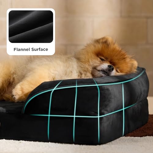 Image of Bedsure Orthopedic Dog Beds for Small Dogs - Washable Small Dog Cat Bed Waterproof, Comfort Pet Couch Sofa with Washable Removable Cover, Pets Bed with Nonskid Bottom, Black, 24 inch