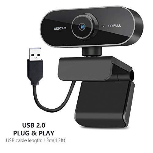 Webcam con Microfono, Webcam 1080P HD per Desktop/Laptop/Computer/PC - Web Camera USB per Video Chiamate Registrazione Conferenze, Streaming dal Vivo, Webinar-Compatibile con Windows Android iOS Linux