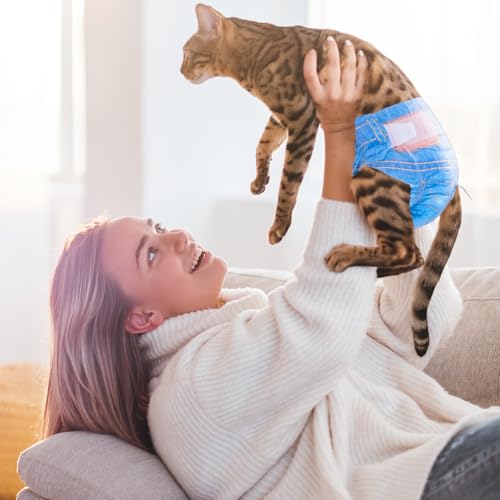 Image of MICOOYO Disposable Cat Diapers, Cat Diapers for Female Cats with Ultra Stretchy, Puppy Diaper Super Absorbent, Fit for Cats in Heat or Incontinence, 20 Count Extra Small Size