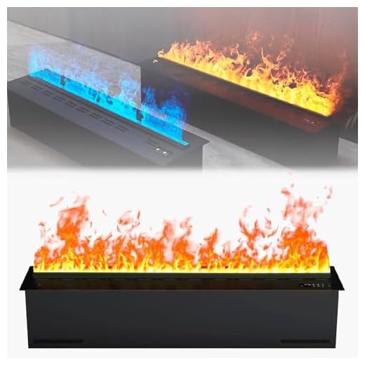 Chimenea de vapor de agua con llama atomizada simulada, acero inoxidable cepillado integrado, pantalla LCD, control remoto, ajuste de llama, 100 cm