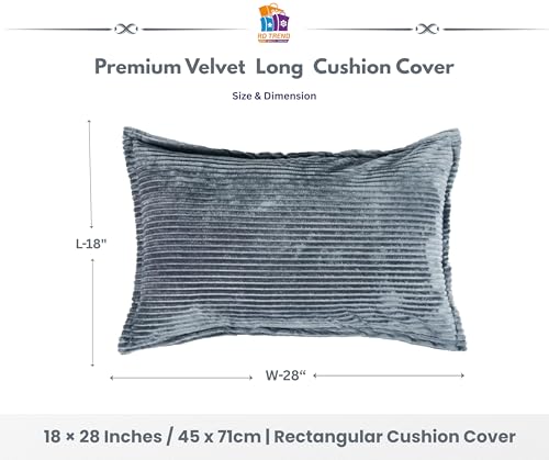Image of RD TREND Corduroy Cushion Cover Set of 2, Striped Double Sided Decorative Throw Pillowcases for Sofa, Bed & Living Room Rectangular Long Cushion Covers 18x28 inches | Grey