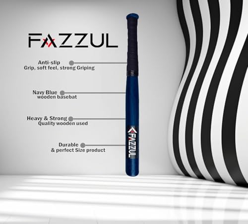 Image of Baseball Bat Natural Wood Baseball Bat with Strong Wood for Self-Defense (32 inch Long) (Royal-Blue)