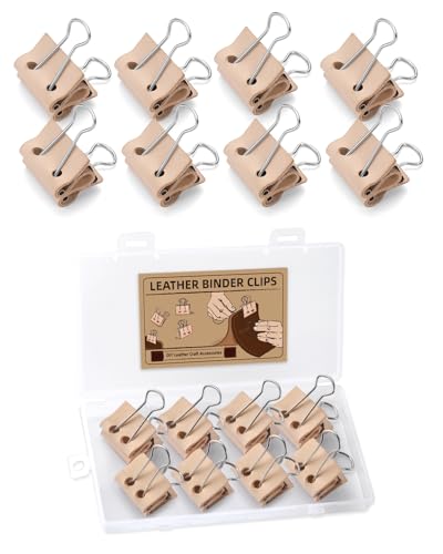 FOUSNOW 0.98 Inch Leather Binder Clips, 8 Pcs Binder Clips, Solid Color Protective Clips Accessories for Office, Home, Leather Fixing Craft (25mm)