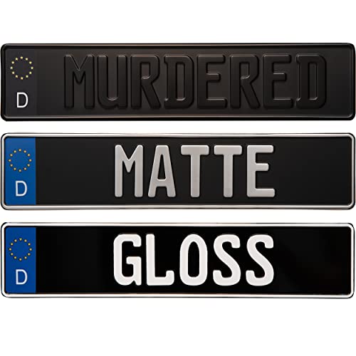 Black Custom German European License Plate - Authentic Embossed Aluminum License Plates from German