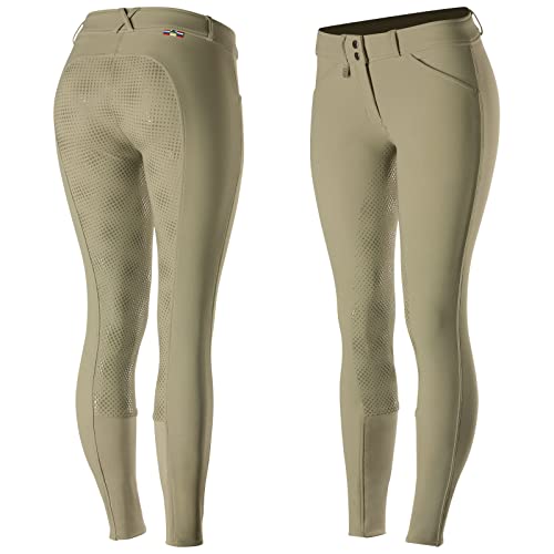 Horze Pantalones De Montar Grand Prix Para Mujer Con Asiento Completo De Silicona Para Un Mejor Agarre, Cintura Media, Resistentes Al Agua Y La Suciedad, Todas Las Tallas, Marrón, 34 Horze Pantalones De Montar Grand Prix Para Mujer Con Asiento Completo De Silicona Para Un Mejor Agarre, Cintura Media, Resistentes Al Agua Y La Suciedad, Todas Las Tallas, Marrón, 34