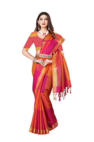 Om Sai Latest Creation Weiche Baumwolle und Seide Sari für Frauen Halb Sari unter 349 2019 schön für Frauen saree frei (Pink), Pink, Einheitsgr��e Cover