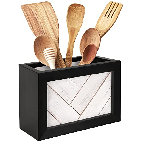 Autumn Alley Farmhouse Utensilienhalter für Küchentheke - Auffälliger schwarz-weißer Utensilienhalter für Arbeitsplatte - Einzigartiges Überfälzungsdesign für Bauernhaus-Dekor für die Küche Cover