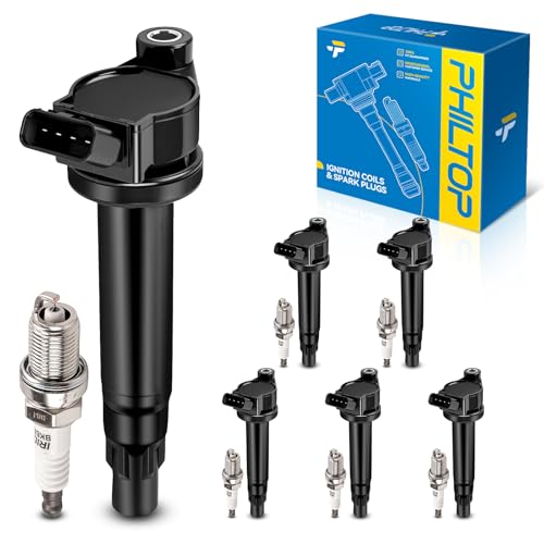 Image of PHILTOP Ignition Coil Pack and Iridium Spark Plugs Fits for Toyota 2004-2006 Sienna, 2004-2008 Highlander 3.3L, 2004-2008 Solara 3.3L, Lexus 2004-2006 RX330 3.3L, 2004-2006 ES330 3.3L, 6PCS UF430