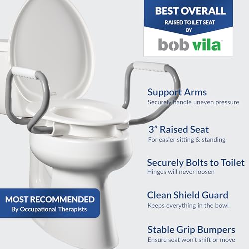 Image of Bemis Assurance 3 inch Raised Toilet Seat with Handles, Round