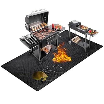 Large 76x52 inches Under Grill Mat for Outdoor Grill,Double-Sided Fireproof Grill Pad for Fire Pit,Indoor Fireplace Mat Fire Pit Mat,Oil-Proof Waterproof BBQ Protector for Deck and Patio