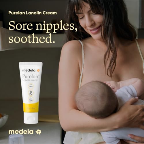 Image of Medela Purelan Lanolin Nipple Cream, Fast Relief for Sore Nipples & Dry Skin During Breastfeeding, Safe for Breastfeeding Baby, Natural, Hypoallergenic, Fragrance-Free, 1.3 Ounces, 18 Pack