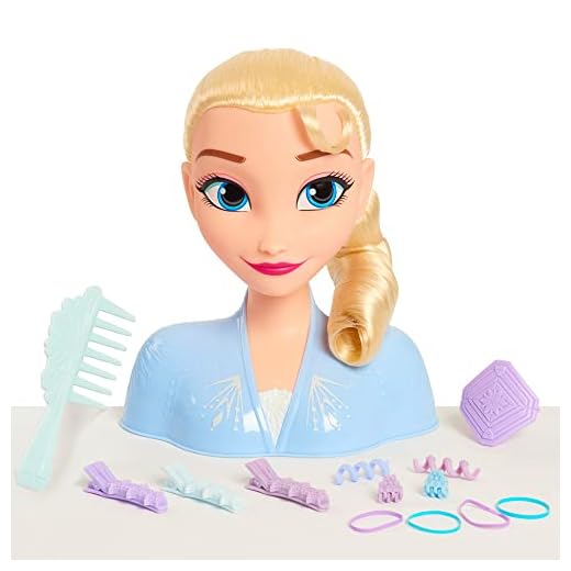 Just Play Tête à coiffer Elsa, La Reine des Neiges 2, Disney, 17 Accessoires de Coiffure, Chevelure Blonde, Coiffure pour Les Enfants, Jouets pour Enfants de 3 Ans et Plus