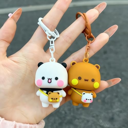 JXAXD Lot De 2 Porte-Clés Bubu Dudu, Porte Cles Bubu Et Dudu, Porte Clé Panda,Porte Clé Couple, Porte Cle Kawaii, Porte-Clés Mignon Pour Femme, Sac À Dos, Clés De Voiture, Cadeau – vue 3