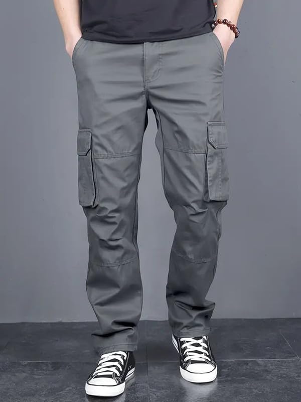 Image of Men's Casual Cargo Pants | Regular Fit Multi-Pocket Trousers-