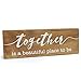 NIKKY HOME Wooden Box Sign, Together is A Beautiful Place to Be Sign, Farmhouse Rustic Wood Block Plaque with Positive Sayings, Desk Decor Art for Home Office