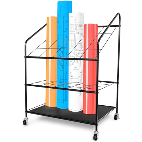 ElegLuxe Blueprint Holder Storage Organizer - Blueprint Storage Rack with 20 Compartments - Blue Print Storage Organizer for Posters, Maps, Papers