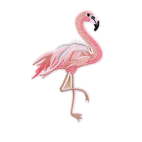 Qinlee Applikationen Aufnäher Flamingo Form Flicken Stoff Patches Applikation Applique Bügelbild Aufbügler DIY Mode Handwerk Dekoration für Kleidung Cover