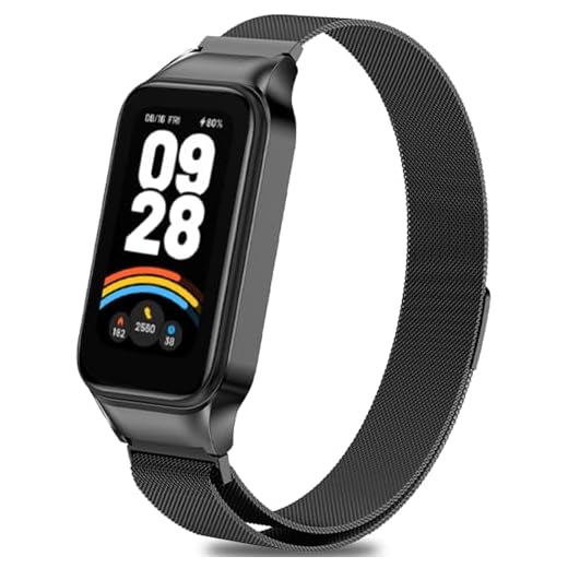 RenSheng Hermosa Correa Compatible con Xiaomi Smart Band 9 Active Correa de Metal de Acero Inoxidable para Xiaomi Smart Band 9 Active Pulseras