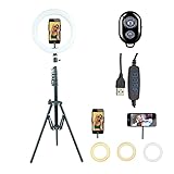 HIROD Aro de luz de 10' con Trípode Altura 1,80m, con Soporte, Ring Light con Control Remoto para Móviles, Varios Tonos de Luz Led - TikTok, Maquillaje, Selfie, Youtube