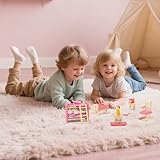 Wooden Dollhouse Furniture Set, Miniature Furniture Dollhouse Accessories with 2 Family Dolls, Pretend Play Furniture Toys for Boys Girls & Kids Age 3+ Birthday - Image 5