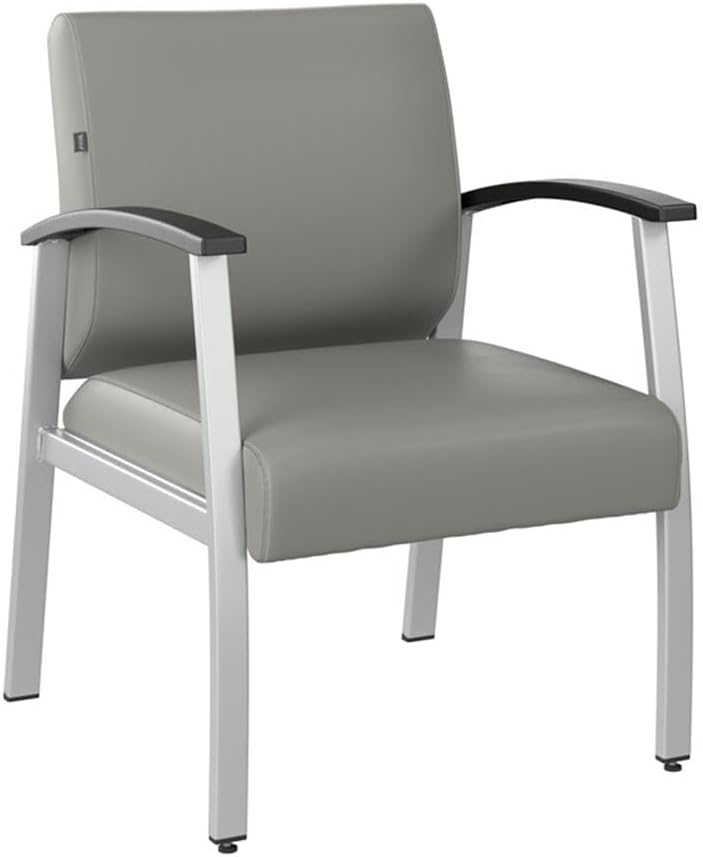 Bush Business Furniture Arrive Waiting Room Guest Chair with Arms in Light Gray Vinyl, Reception Area Seating for Office and Lobby