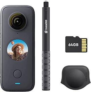 Insta360 ONE X2 Selfie Stick Kit - 360 Degree Waterproof Action Camera, 5.7K 360, Stabilization, Touch Screen, AI Editing, Live Streaming, Webcam, Voice Control