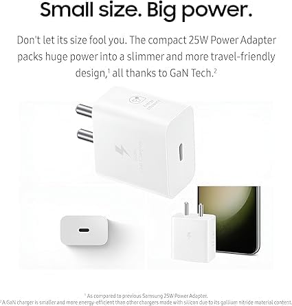 Image of Original New 25W GaN USB-C Superfast Charger Adapter for Samsung Galaxy S /A /M /F /Z Series-Compatible with S25 /S24 /S23 /S22 Ultra /S21 /21FE /S20 /Note /M54 /M53 5G /M33 /M23 /A34 /A54 5G /A13 (DEC175)