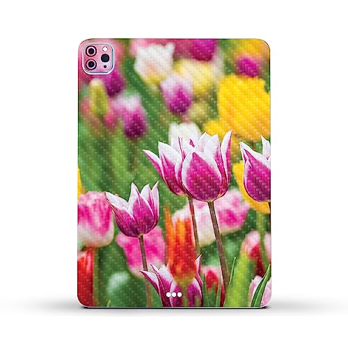 Image of MightySkins Carbon Fiber Skin Compatible with Apple iPad Pro 11 inch M2 4th Gen (2022) Full Wrap Kit - Field of Tulips | Protective, Durable Textured Carbon Fiber Finish | Easy to Apply | Made in The USA