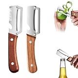 Multi-Functional Vegetable Peeler for Kitchen, Multi Functional Peelers with Wooden Handle and Bottle, Ultra-Sharp Stainless Steel Blade & Ergonomic Wood Handle for Fruit Veggie Pumpkin (All)