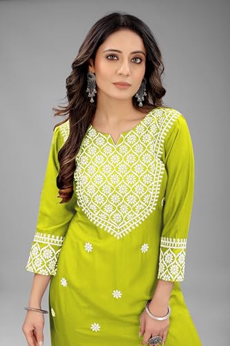 Image of Women's Rayon Embroidered Straight Kurti Under 499 Designer Attractive Look Women's Kurta