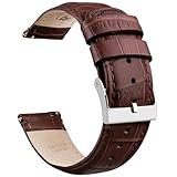 22mm Quick Release Leather Watch Bands Dark Brown Alligator Watch Strap for Men Women