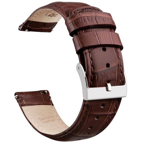 Ritche Christmas Stocking Stuffers Genuine Dark Brown Alligator Grain Leather Watch Band 20mm Alligator Watch Strap Classic Vintage Quick Release Watch Bands for Men Women