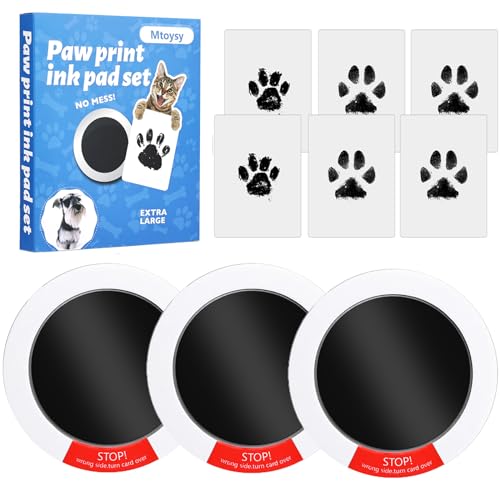 Mtoysy Pfotenabdruck Set Hund und Katze, Hundepfoten Abdruck Machen, Baby Handabdruck und Fußabdruck Set, Clean Touch Stempelkissen, Andenken Familie Geschenk, Baby Abdruckset (3 PCS)