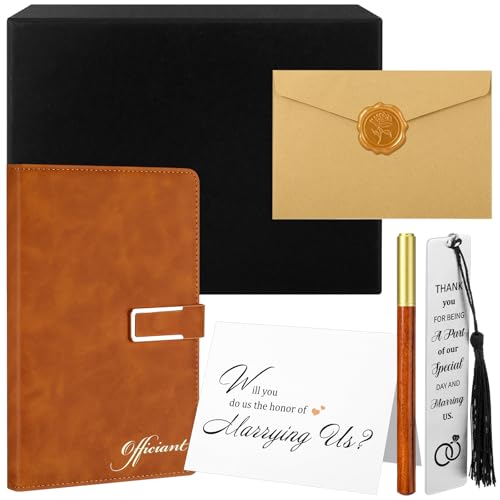 Weekgrat 7 Pcs Officiant Gift Set Includes Leather Hardcover Proposal