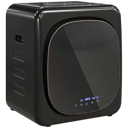 HOMCOM Mini Wäschetrockner mit 6 Programm LED-Touchscreen 4 kg bis zu 60℃, 800W Freistehend Wandmontierbar Ablufttrockner mit Überhitzungsschutz Ablufttrockner für Kleidung Schwarz