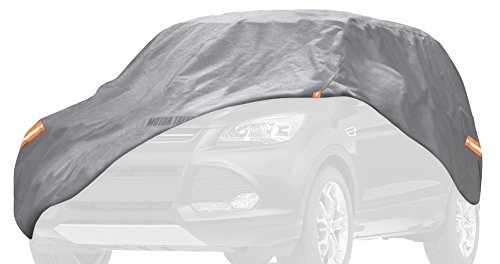 Motor Trend TrueShield Waterproof SUV & Van Cover - Heavy Duty Outdoor Fleece-Lined Sonic Coating - Ultimate 6 Layer Protection - Cover Lock Included (M - max Length 185
