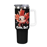Taza de viaje de hoja de arce con bandera canadiense, vaso de 40 onzas, botella de agua, taza de café, taza de té, taza de coche, para mujeres y hombres, estilo blanco