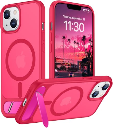 Image of Magnetic Compatible with iPhone 14 Case /iPhone 13 Case,[Built-in Invisible Kickstand][Compatible with MagSafe][Military Grade Shockproof] Slim Translucent Matte Phone Case for iPhone 14 /13 6.1 inch