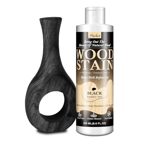 Wood Stain 8.5oz - Black | Water Based Furniture Stain & Wood Varnish for Indoor & Outdoor Wooden Furniture Doors Windows Paneling Cabinets | Low Odor Non-Toxic Dye Fast Multiple Finishes