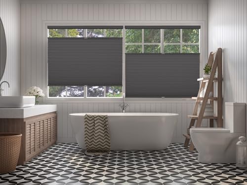 BlindsAvenue Cordless Top Down Bottom Up Cellular Honeycomb Shade, 9/16" Single Cell, Blackout, Anthracite, Size: 64" W x 72" H