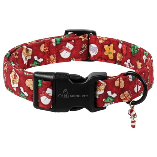 ARING PET Weihnachten Hundehalsband, Weihnachtsmann Hundehalsband mit Schnellverschluss aus Kunststoffschnalle, Winter Bequemes Rot Halsband für Jungen und Mädchen Hunde
