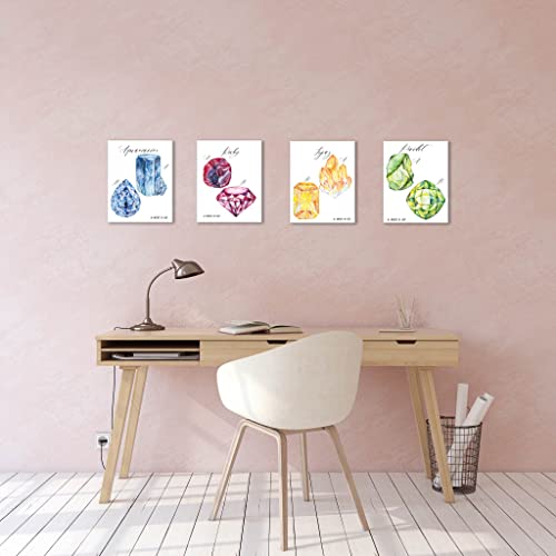 9 Mineralogy Wall Art Prints - Gemstone Crystal Posters (Unframed 8 X 10 Inches) Nine Colorful Gemalogy Decor Printed Illustrations By Ritzy Rose (Mineralogy) #TOP2