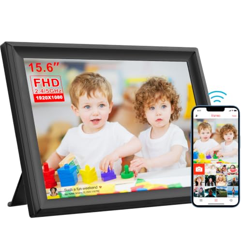 Image of 64GB 15.6inch FRAMEO Digital Photo Frame with 1920x1080 FHD IPS LCD Touch Screen, Dual-WiFi Share Photos & Videos Via Frameo App, Support USB Drive /SD Card Extend Storage, Motion Sensor, Auto-Rotate