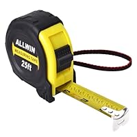 ALLWIN Tape Measure 25 Ft - Metal Retractable Tape Measure with Fractions, Easy Read Steel Tape Measure, 1-inch Wide X 25 Foot