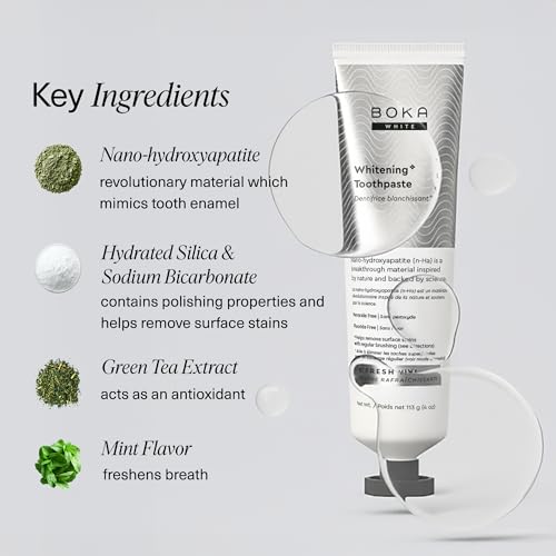 Image of Boka Fluoride Free Toothpaste, Nano Hydroxyapatite Toothpaste, Appropriate for Sensitive Teeth, for Adult, Kids Oral Care - Whitening* Refresh Mint, 4 Fl Oz 3Pk